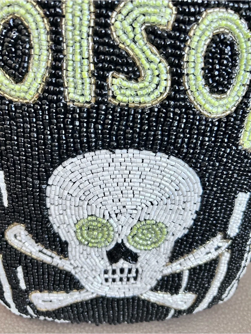 Black Poison Bottle Beaded Decorative Pillow